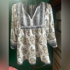 Bohemian Lucky Brand Floral V-Neck Blouse